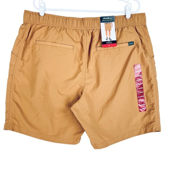 Eddie Bauer Men's Brown Ripstop Tech Short Size XL Adjustable Belt UPF 50 NWT - Picture 2 of 11